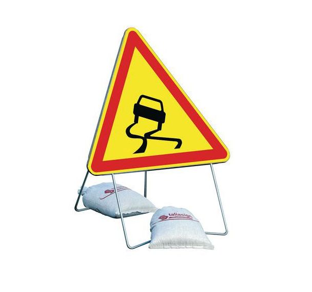 Panneau temporaire de chantier - AK4- Chaussée glissante