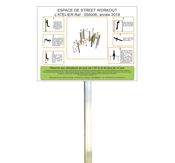 Panneau d'informations street workout l'atelier scellement direct