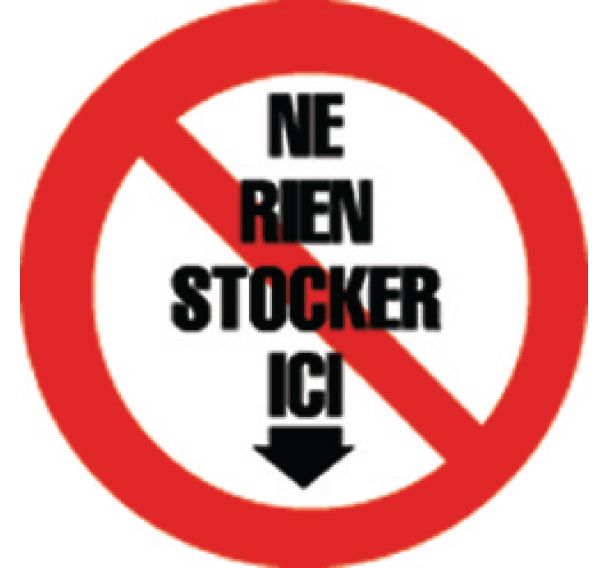 Panneau d'interdiction adhésif 'ne rien stocker ici'