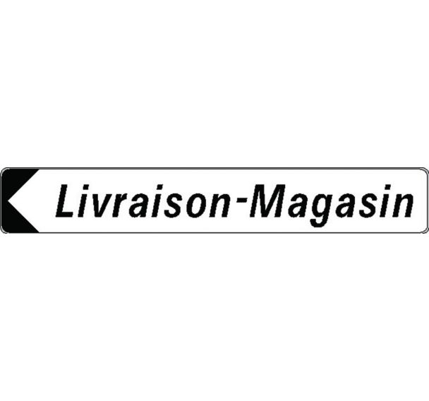 Panneau directionnel double message - Livraison-magasin - Longueur 800 mm