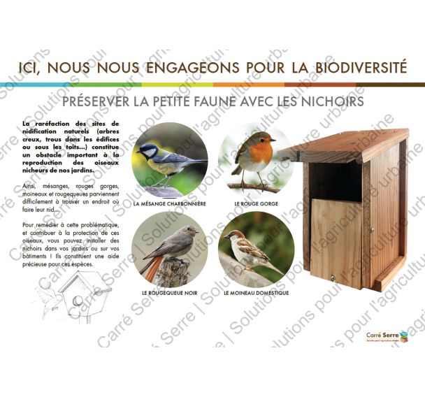 Panneau éducatif - Les nichoirs avec photo
