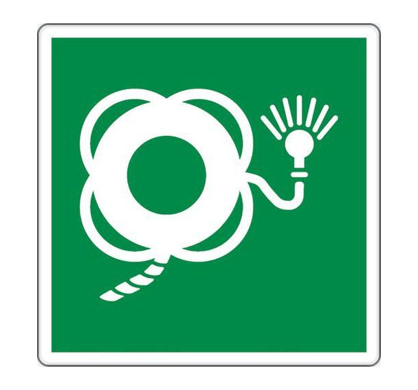 Panneau évacuation - Bouée sauvetage filin et balise lumineuse - Aluminium