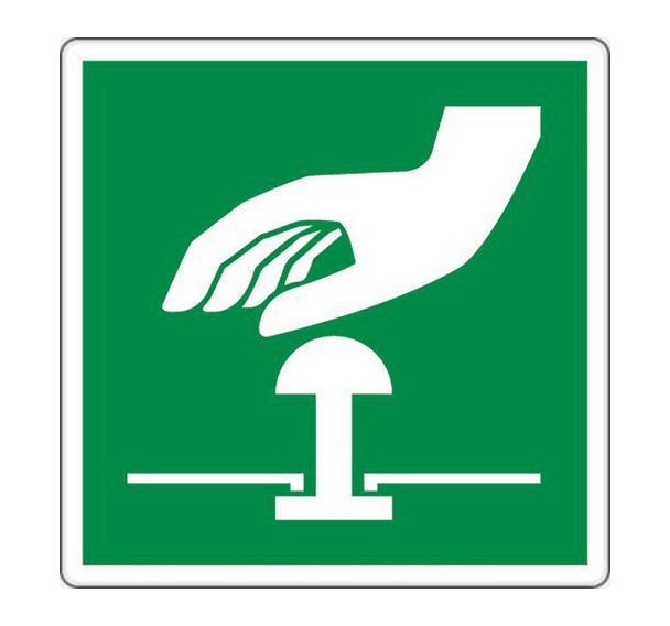 Panneau évacuation - Bouton arrêt d’urgence - Aluminium, Largeur : 350 mm