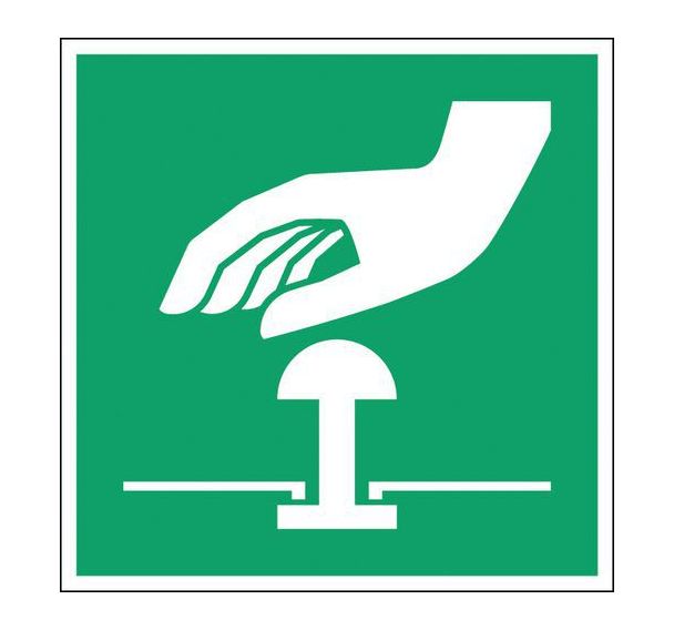 Panneau évacuation - Bouton arrêt urgence - Rigide, Largeur : 200 mm