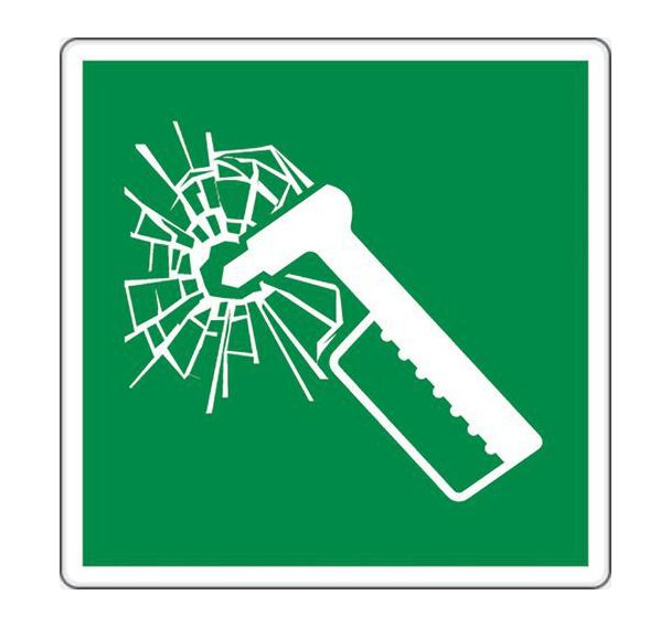 Panneau évacuation - Marteau d'urgence - Aluminium, Largeur : 350 mm