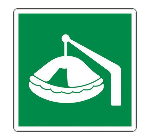 Panneau évacuation - Radeau sauvetage par bossoir - Aluminium