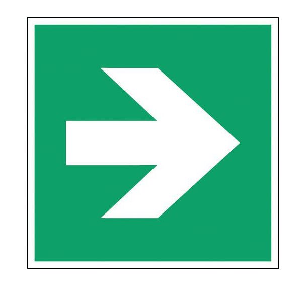 Panneau évacuation carré Flèche directionnelle droite Photoluminescent rigide