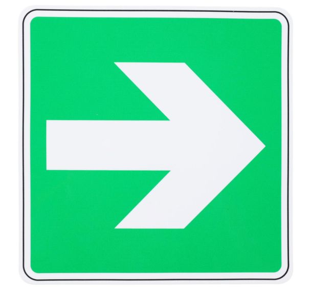 Panneau évacuation flèche droite angle droit adhésif - Manutan Expert