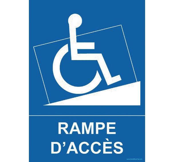 Panneau handicapé rampe d'accès PVC 300 x 420 mm