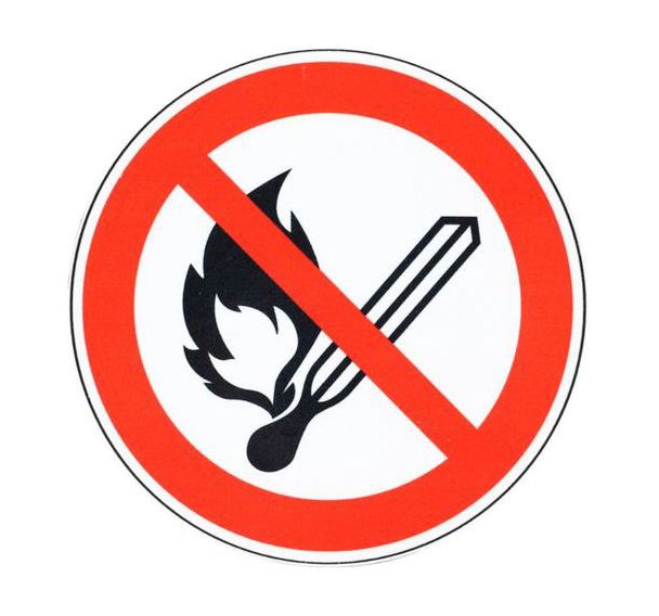 Panneau interdiction- Flamme nue interdite- Aluminium- 120mm