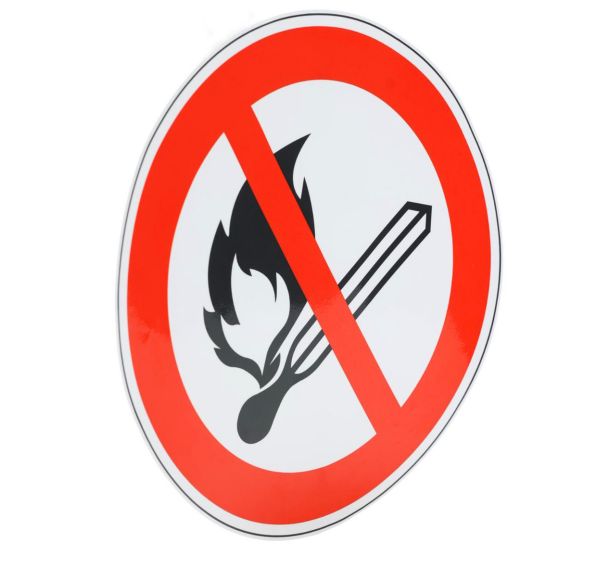 Panneau interdiction - Flamme nue interdite- Adhésif - 300mm