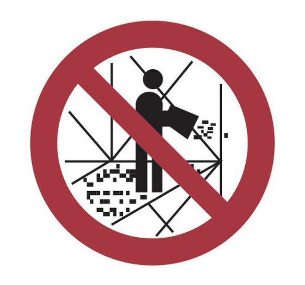 Panneau interdiction - Ne pas jeter depuis échafaudages - Aluminium