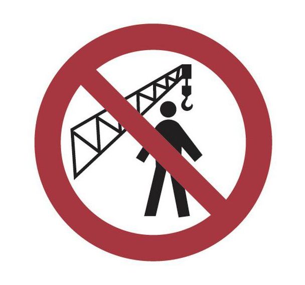 Panneau interdiction - Ne pas passer dans rayon action grue - Aluminium