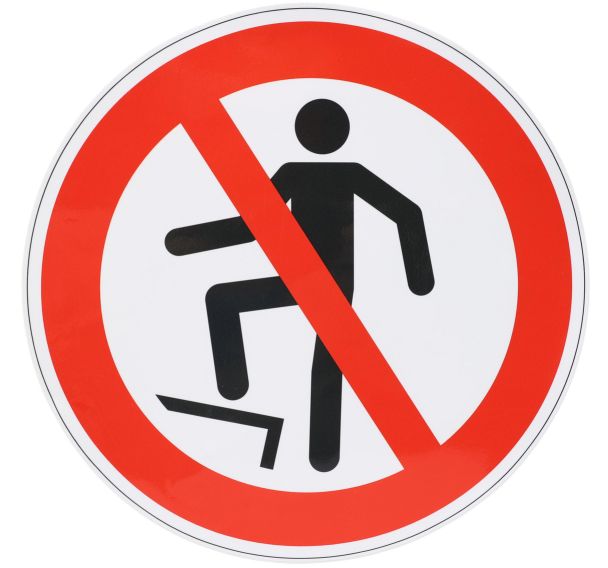 Panneau interdiction Marcher sur la surface adhésif - Manutan Expert