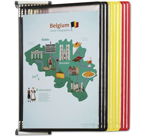 Panneau mural métal Tarifold A4 - 10 poches - Model Belgique