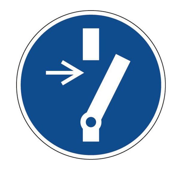 Panneau obligation - Débrancher avant entretien ou réparation - Aluminium