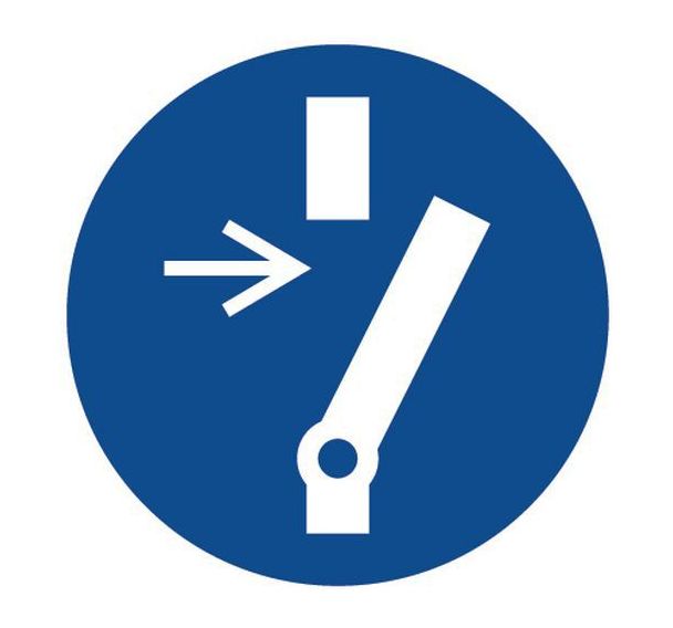 Panneau obligation - Débrancher avant entretien ou réparation - Aluminium
