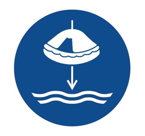 Panneau obligation - Mettre radeau sauvetage à l'eau - Aluminium