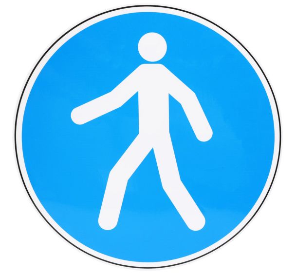 Panneau obligation - Passage piétons - Adhésif - Manutan Expert