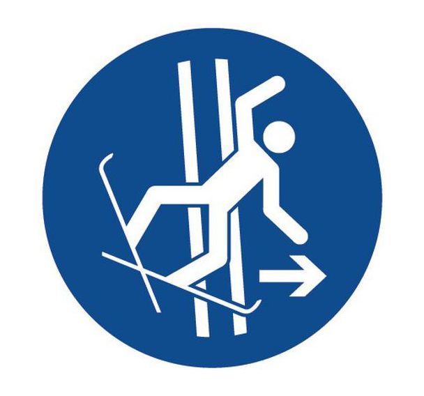 Panneau obligation - Quitter piste en cas de chute - Aluminium