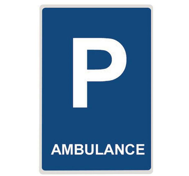 Panneau parking ambulance en aluminium plat