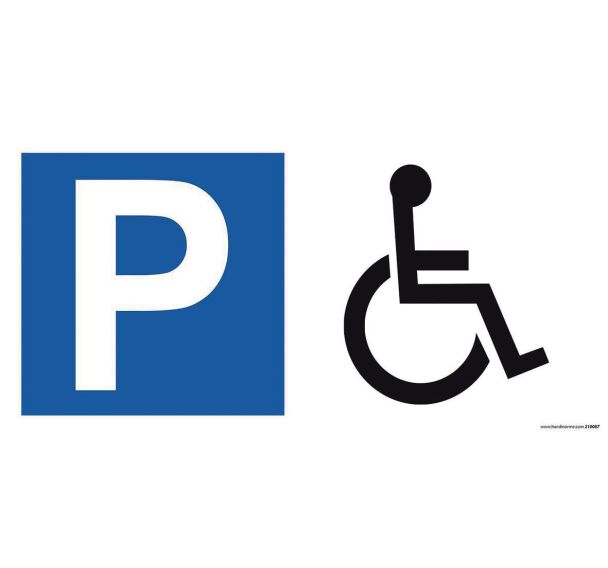 Panneau parking en aluminium P + picto handicapé
