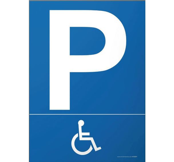 Panneau parking pictogramme handicapé PVC 300 x 420 mm