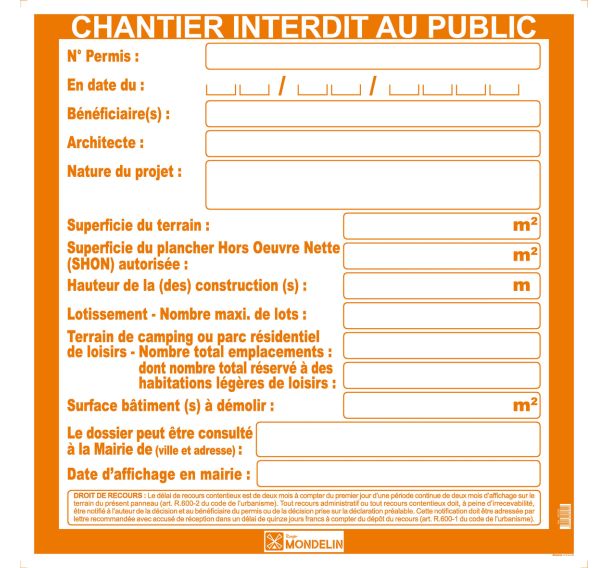 Panneau permis de construire - Mondelin