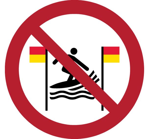 Panneau Interdiction de surfer entrer les drapeaux - Djois Made By Tarifold