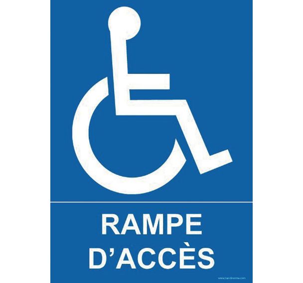 Panneau rampe d'accès + picto handicapé PVC 300 x 420 mm