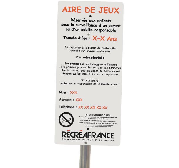 Panneau rectangulaire interdiction de fumer sur poteau