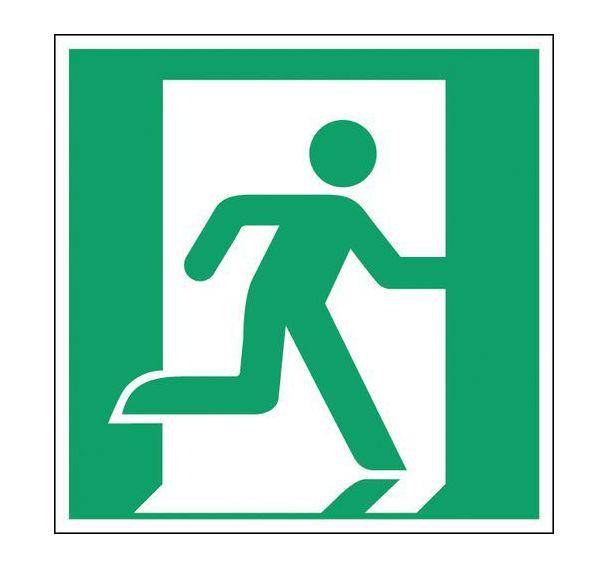 Panneau secours - Sortie de secours droite - Rigide, Largeur : 250 mm