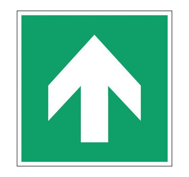 Panneau secours et évacuation carré - Flèche directionnelle droite - Photoluminescent rigide