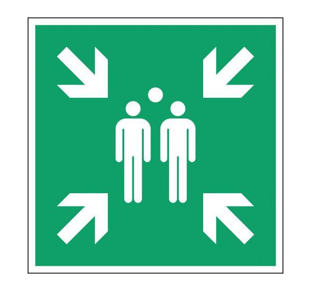 Panneau secours et évacuation carré - Point de rassemblement - Rigide