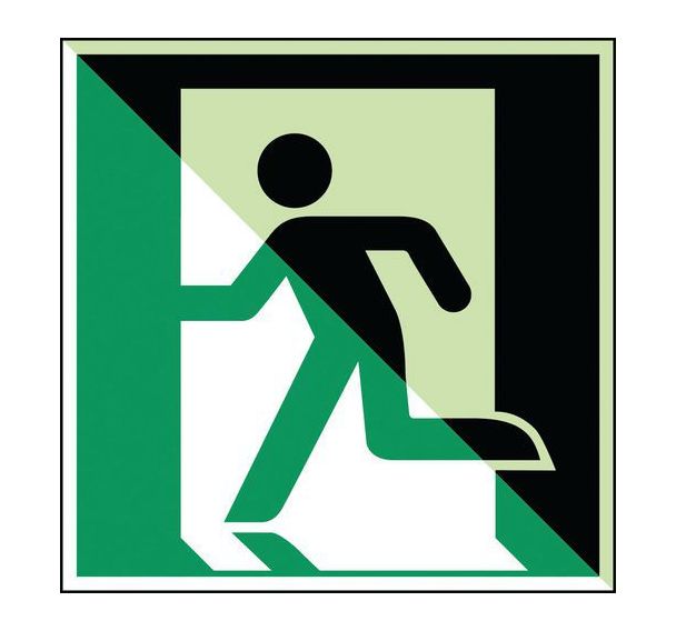 Panneau secours et évacuation carré - Sortie de secours gauche - Photoluminescent rigide