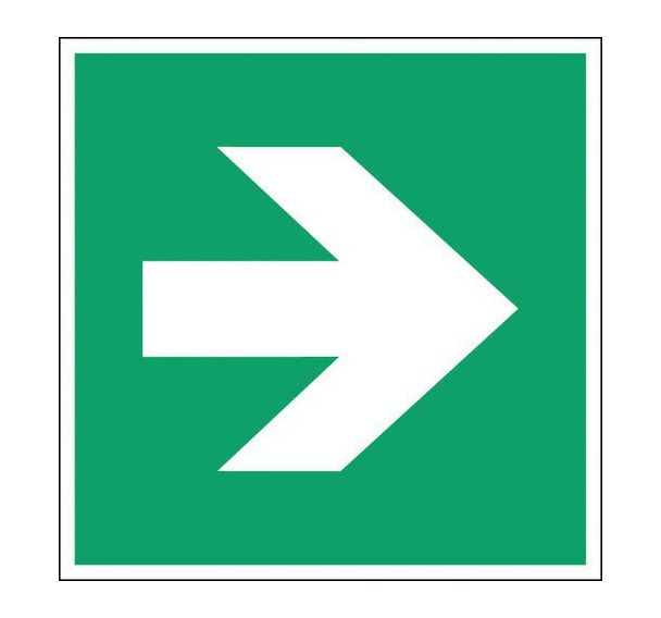 Panneau secours et évacuation carré  - flèche directionnelle droite - Rigide