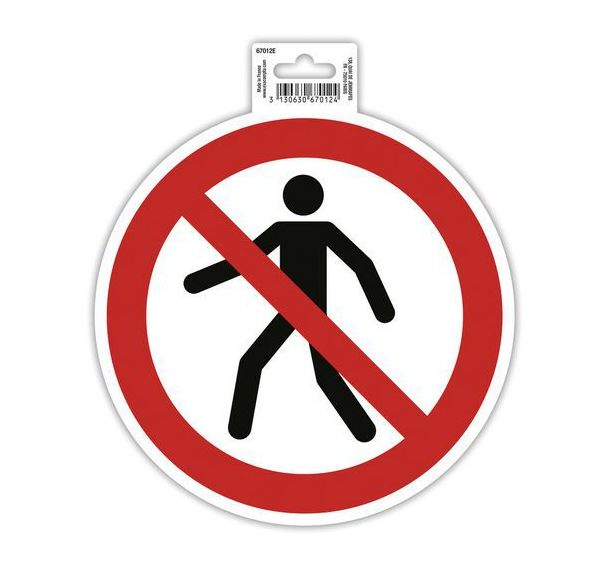 Panneau stop adhésif interdit de marcher/circuler