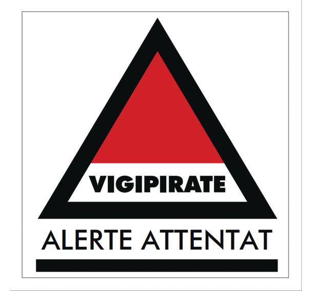 Panneau vigipirate alerte attentat rigide 20*20cm