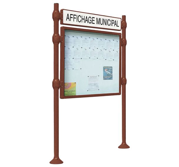 Panneau vitrine Province simple face titre - inox brossé - Procity