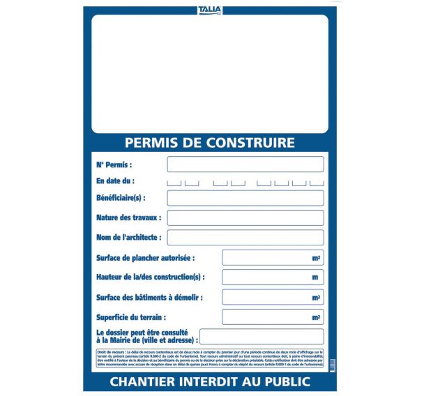 Panneaux Permis de Construire - Taliaplast