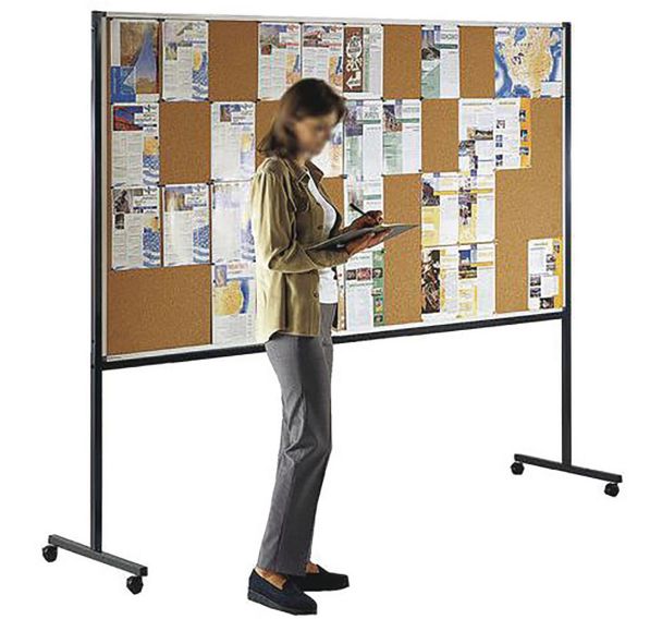 Panneaux d'affichage double face liège sur roulettes Ulmann