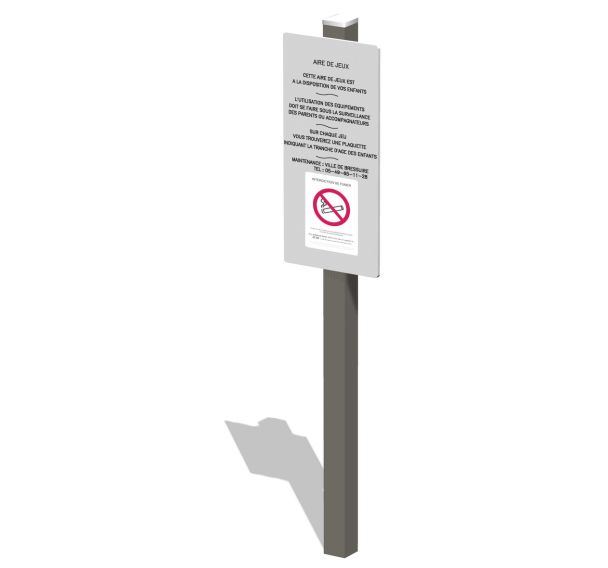 Panneaux d'information et interdiction de fumer poteau alu