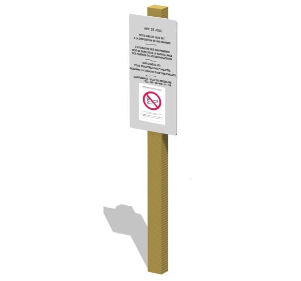 Panneaux d'information et interdiction de fumer poteau bois