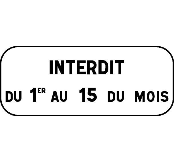 Panonceau pour panneaux de signalisation type B - M6b - Stationnement unilatéral à alternance semi-mensuelle