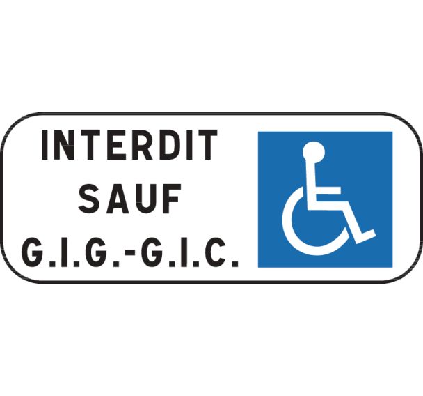 Panonceau pour panneaux de signalisation type B - M6h - Stationnement réservé aux personnes GIG-GIC