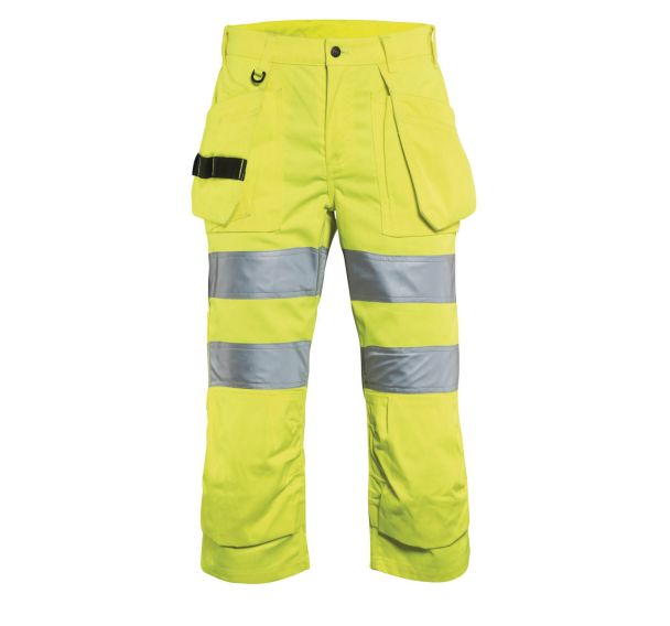 Pantacourt haute visibilité femme jaune fluorescent