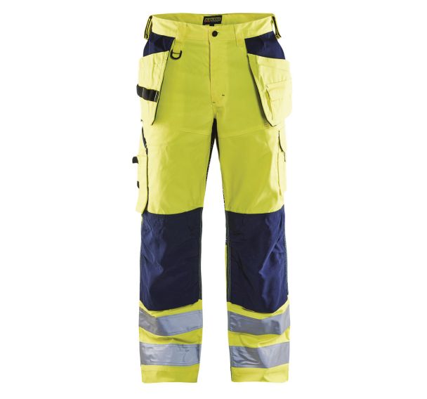 Pantalon artisan aéré haute visibilité jaune fluorescent/marine