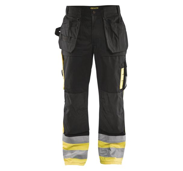 Pantalon artisan haute visibilité noir/jaune fluorescent