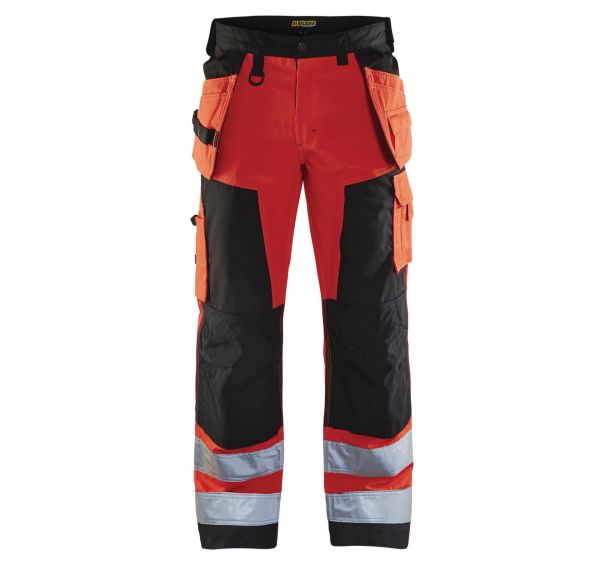 Pantalon artisan haute visibilité rouge fluorescent/noir