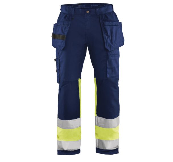 Pantalon artisan haute visibilité stretch marine/jaune fluorescent